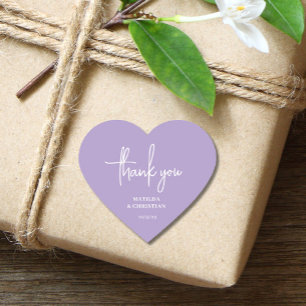Minimalistisch Lavender Wedding Herz-Aufkleber