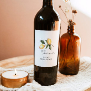 Minimalistisch Lemon Brautparty Weinetikett