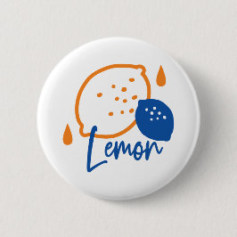 Minimalistisch Lemon Line Art - Moderne Zitrusfrüc Button