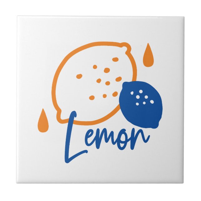 Minimalistisch Lemon Line Art - Moderne Zitrusfrüc Fliese (Vorderseite)