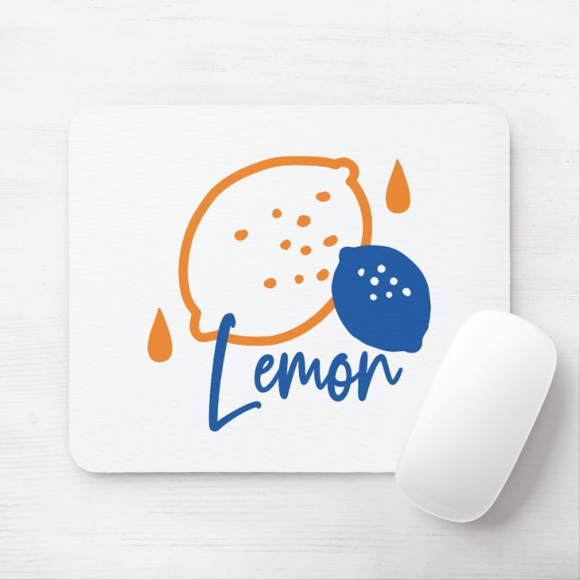 Minimalistisch Lemon Line Art - Moderne Zitrusfrüc Mousepad (Mit Mouse)