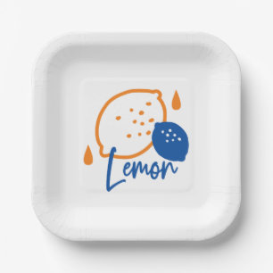 Minimalistisch Lemon Line Art - Moderne Zitrusfrüc Pappteller