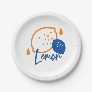Minimalistisch Lemon Line Art - Moderne Zitrusfrüc Pappteller
