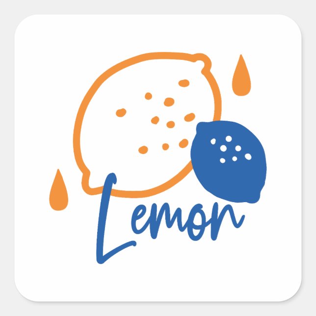 Minimalistisch Lemon Line Art - Moderne Zitrusfrüc Quadratischer Aufkleber (Vorderseite)