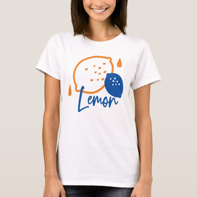 Minimalistisch Lemon Line Art - Moderne Zitrusfrüc T-Shirt (Vorderseite)