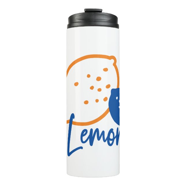 Minimalistisch Lemon Line Art - Moderne Zitrusfrüc Thermosbecher (Vorderseite)