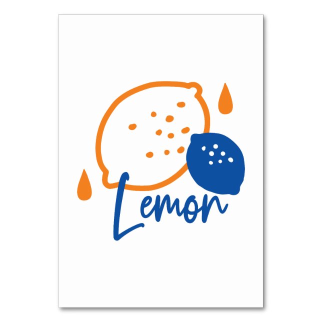 Minimalistisch Lemon Line Art - Moderne Zitrusfrüc Tischnummer (Vorderseite)