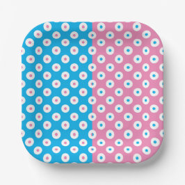 Minimalistisch leuchtende rosa, weiße und blaue Pu Pappteller