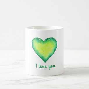 Minimalistisch Liebe ich dir ein grünes Aquarellhe Kaffeetasse