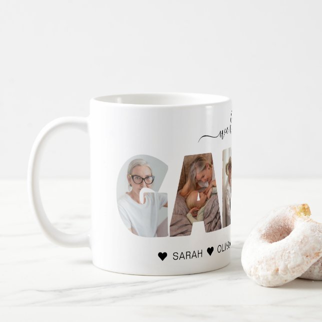 Minimalistisch Liebe Sie Grammy Foto Collage Kaffeetasse (Mit Donut)