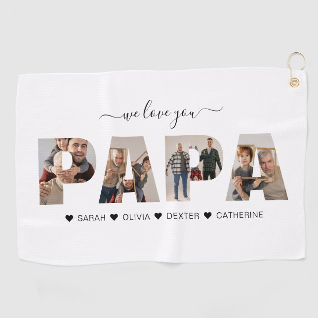 Minimalistisch Liebe Sie PAPA FotoCollage Golfhandtuch (Horizontal)