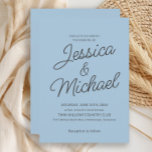 Minimalistisch Light Blue Gray Script Wedding Einladung<br><div class="desc">Diese weiche hellblaue Hochzeitseinladung zeichnet sich durch ein modernes minimalistisches Layout mit anmutigen Skriptnamen und einem einfachen Blocktext für die Veranstaltungsdetails aus. Der sanfte pastellblaue Hintergrund bietet ein frisches und luftiges Ambiente, ideal für Hochzeiten im Frühjahr oder Sommer, für Feiern an der Küste oder für lässige Gartenveranstaltungen. Elegant und leicht...</div>