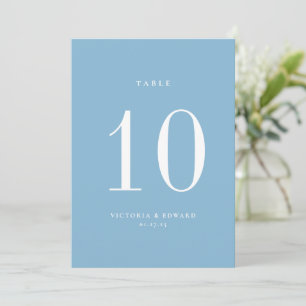 Minimalistisch Light Blue Wedding Tischnummer Card
