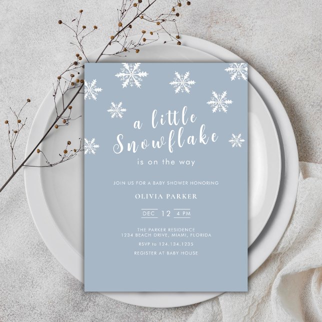 Minimalistisch Light Blue Winter Baby Dusche Einladung (Minimalist Light Blue Blue Winter Baby Shower Invitation)