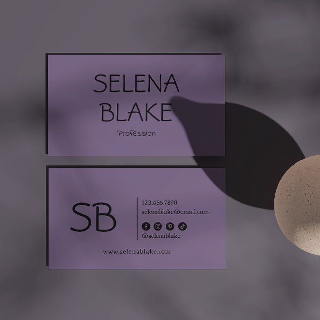 Minimalistisch Lila Boho | Trendy Retro Chic Visitenkarte (Von Creator hochgeladen)