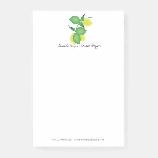 Minimalistisch Limon und Lemon Limoncillo Post-it Klebezettel (Vorderseite)
