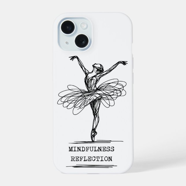 Minimalistisch Line Art Ballerina Tanz Design iPhone 15 Hülle (Rückseite)