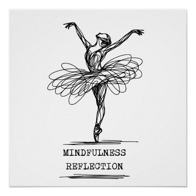 Minimalistisch Line Art Ballerina Tanz Design Poster (Vorderseite)