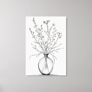Minimalistisch Line Art Blume Vase Print Leinwanddruck