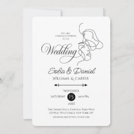 Minimalistisch Line Art Couple Illustration Hochze Einladung