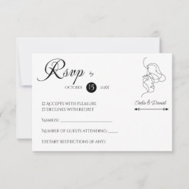 Minimalistisch Line Art Couple Illustration Hochze RSVP Karte