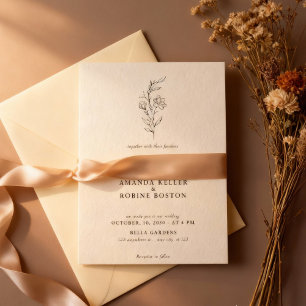 Minimalistisch Line Art Floral Wedding Einladung
