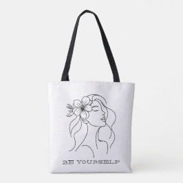 Minimalistisch Line Art Frauenangebot Tasche