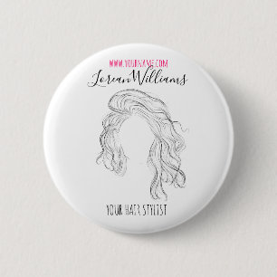 Minimalistisch Line Art Long Wavy Natural Hair Sty Button