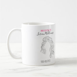 Minimalistisch Line Art Long Wavy Natural Hair Sty Kaffeetasse