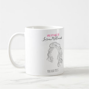 Minimalistisch Line Art Long Wavy Natural Hair Sty Kaffeetasse