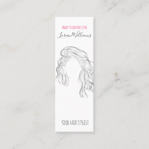 Minimalistisch Line Art Long Wavy Natural Hair Sty Mini Visitenkarte