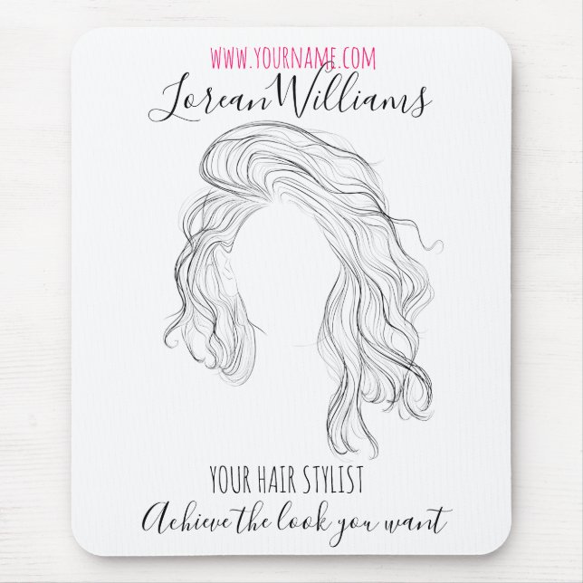 Minimalistisch Line Art Long Wavy Natural Hair Sty Mousepad (Vorne)