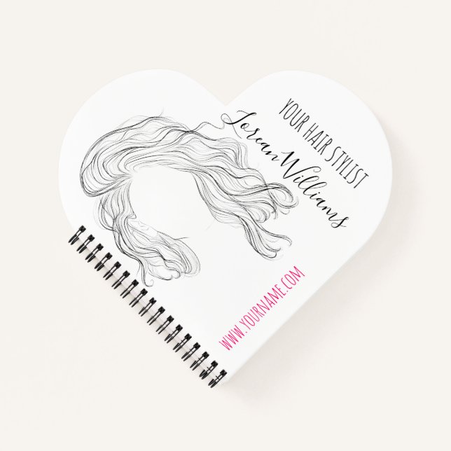 Minimalistisch Line Art Long Wavy Natural Hair Sty Notizbuch (Vorderseite)