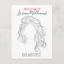 Minimalistisch Line Art Long Wavy Natural Hair Sty Postkarte