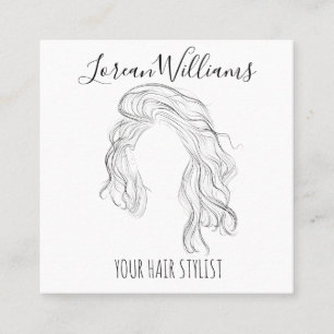 Minimalistisch Line Art Long Wavy Natural Hair Sty Terminkarte