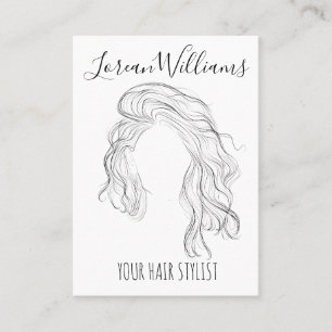 Minimalistisch Line Art Long Wavy Natural Hair Sty Visitenkarte