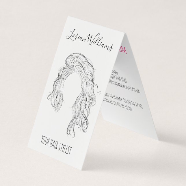 Minimalistisch Line Art Long Wavy Natural Hair Sty Visitenkarten (Vorderseite)