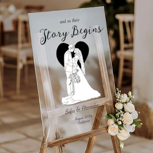 Minimalistisch Line Art Wedding Willkommen Acrylschild