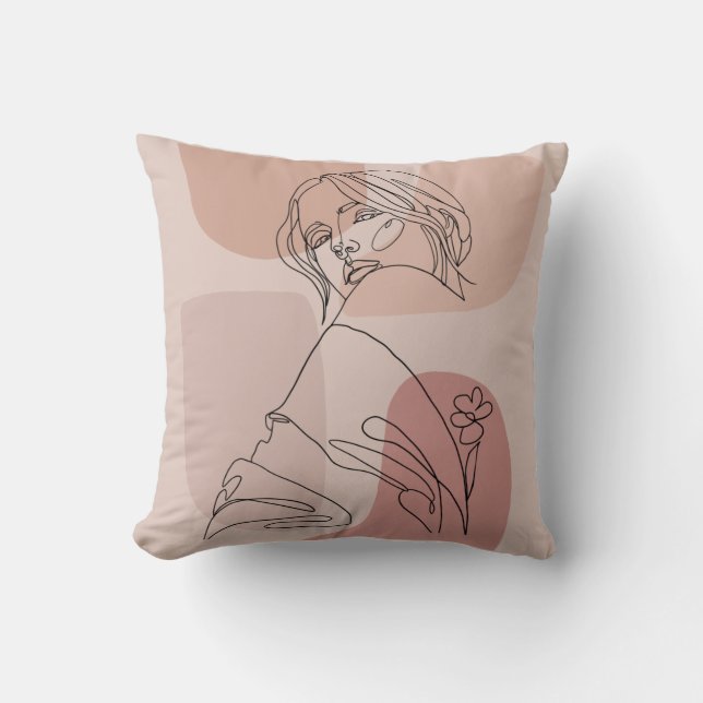Minimalistisch Line Art Woman Zeichne Mode Art Kissen (Vorderseite)