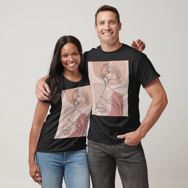 Minimalistisch Line Art Woman Zeichne Mode Art T-Shirt (Unisex)