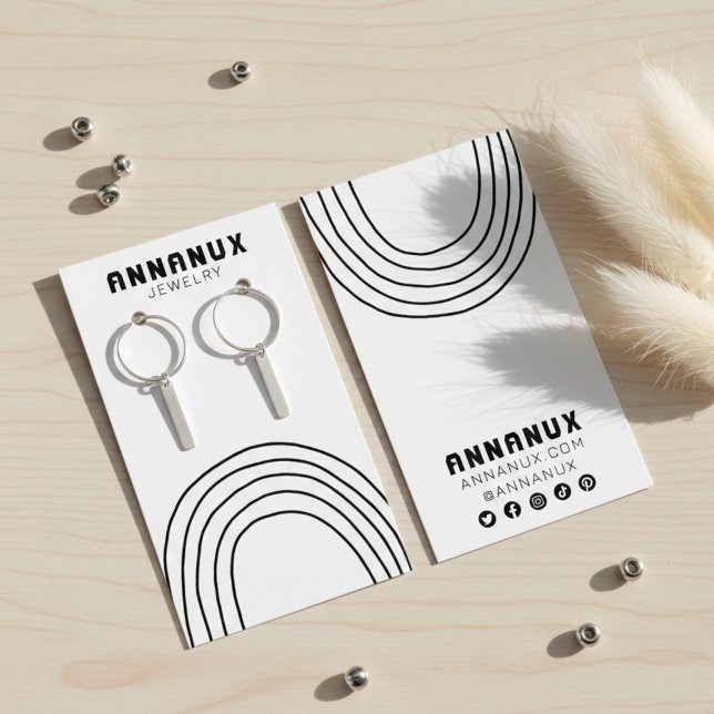 Minimalistisch Lines Cool Earring Juwelier Display (Minimalist Lines Cool Earring Jewelry Display Card w Social Media Icons
)