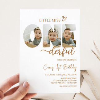 Minimalistisch Little Miss Foto Geburtstagsparty Einladung