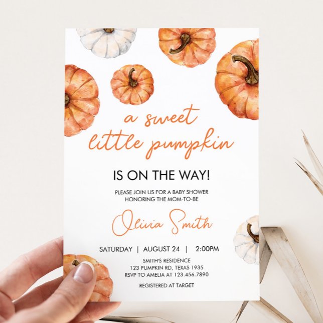 Minimalistisch Little Pumpkin Baby Dusche Einladung (Little Pumpkin Baby Shower Invitation)