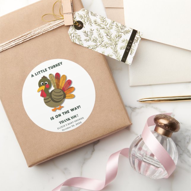 Minimalistisch Little Turkey Babydusche Runder Aufkleber (Schenken)