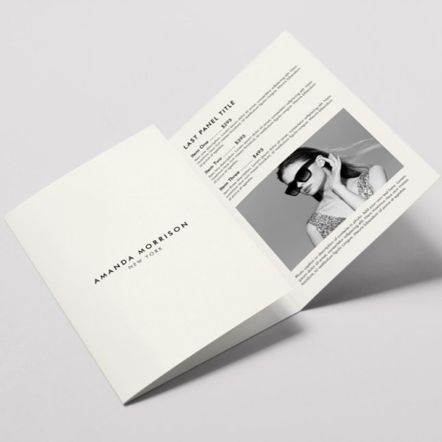 Minimalistisch Luxury Boutique Elfenbeinbroschüre Dreifach Gefaltete Karte (Von Creator hochgeladen)