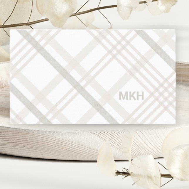 Minimalistisch Luxus Beruflich Kariert Monogram Visitenkarte (Von Creator hochgeladen)