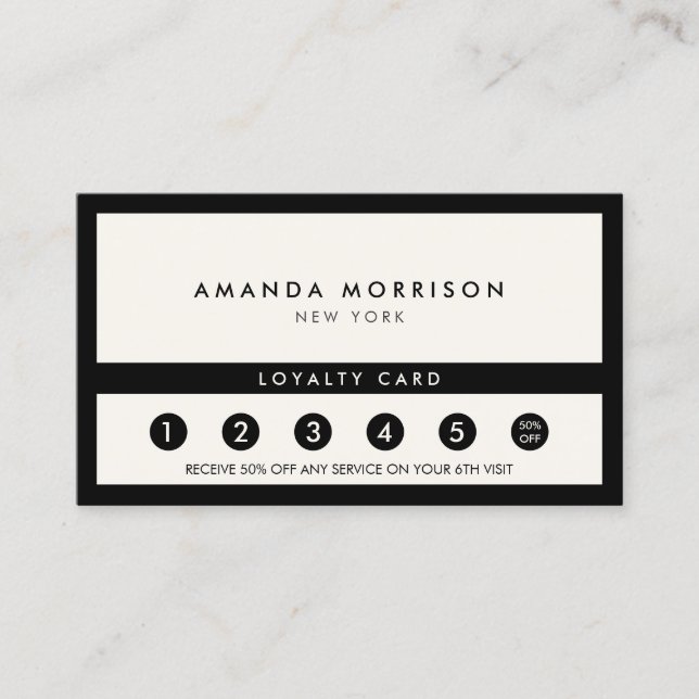 Minimalistisch Luxus Boutique Black/Ivory Loyalitä Visitenkarte (Vorderseite)