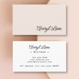 Minimalistisch Luxus Boutique Chic Blush Pink Scri Visitenkarte