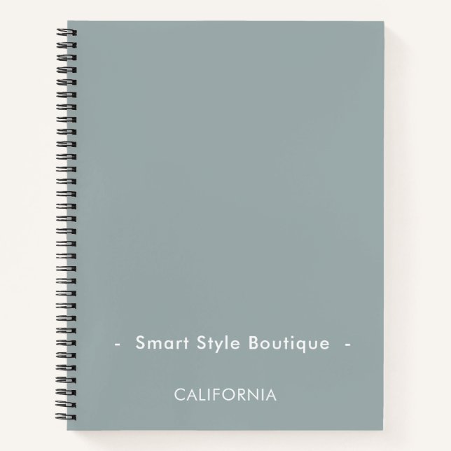 Minimalistisch Luxus Boutique Dusty Blue Notizbuch (Vorderseite)