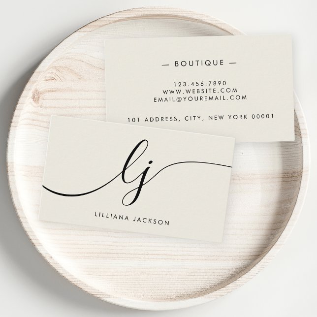 Minimalistisch Luxus Boutique Elfenbeinfarben Mono Visitenkarte (Von Creator hochgeladen)